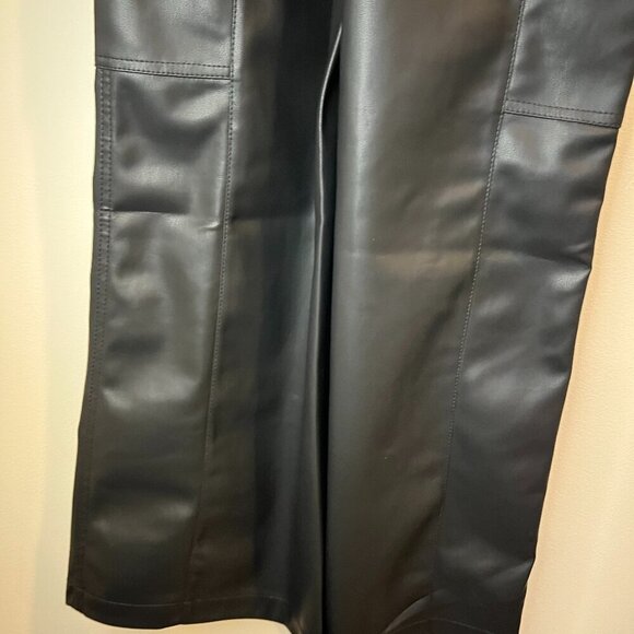 NWT Hudson Jeans Black Vegan Leather Utility Wide Leg Overall, Size XS - Picture 9 of 16